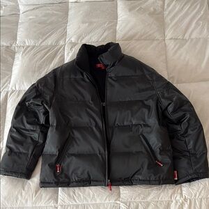 Guess Black Quilted Puffer Jacket with Stand-Up Collar